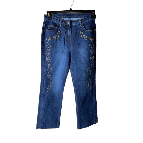 Westbound Jeans Women's Size 6 Embroidered Floral Blue Cowboy Rodeo Denim - Picture 1 of 11